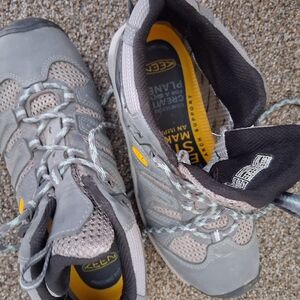 Keen Gray Hiking Shoes with Mint and Yellow Accents